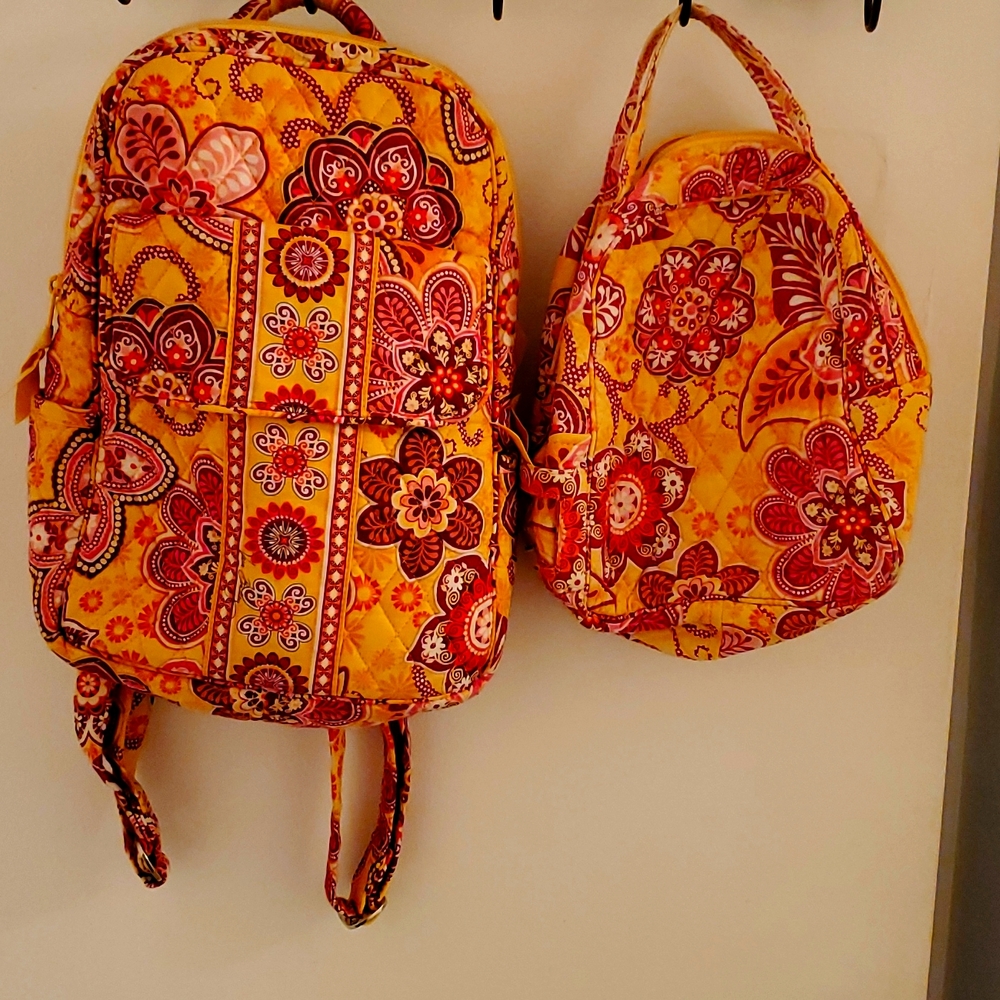 Vera Bradley mini backpack and matching lunch box.